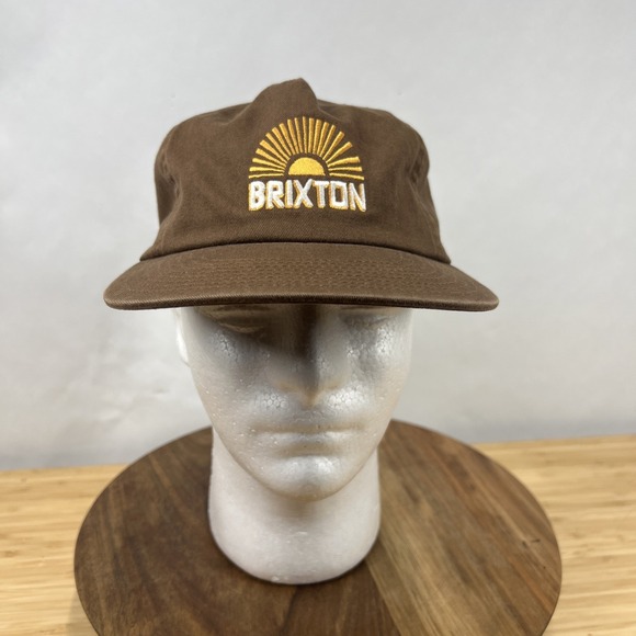 Brixton Sun Logo Strapback Hat Brown Cotton Adjustable Baseball Cap - Picture 1 of 9